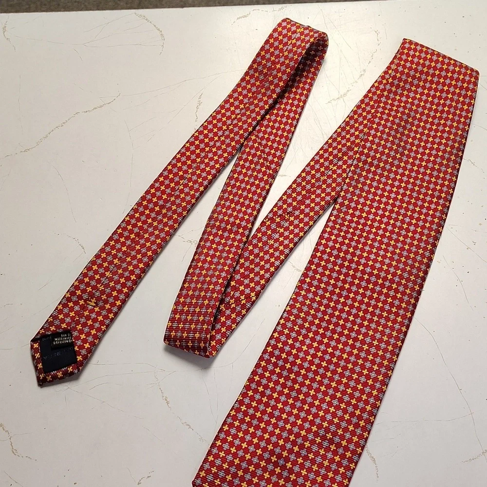 Luciano Barbera Red Blue Thick Silk Handmade Necktie Tie Italy